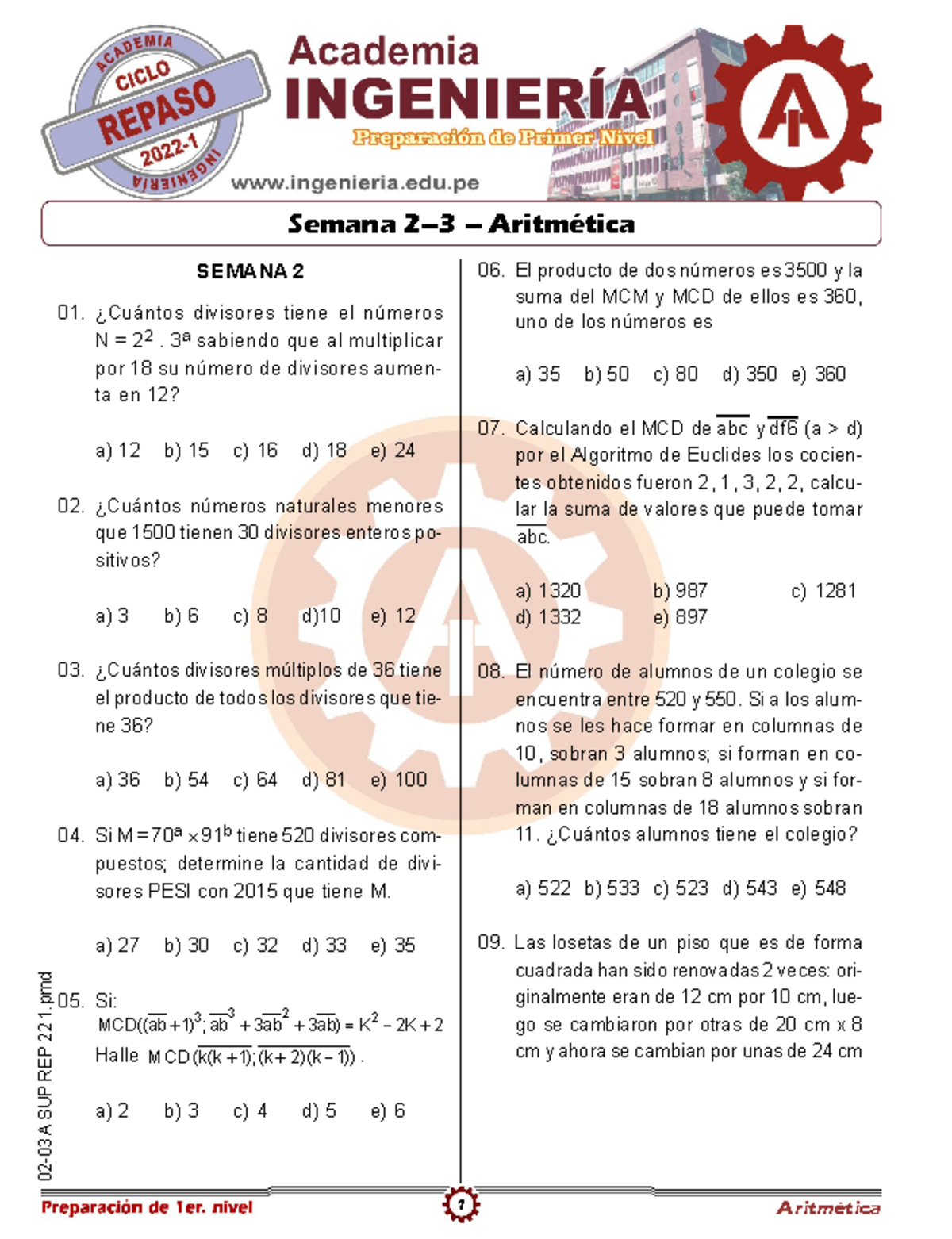 Aritmética Ciclo Repaso Semana 02 03-ARITMETICA ARITMETICA - 1 02-03 A ...