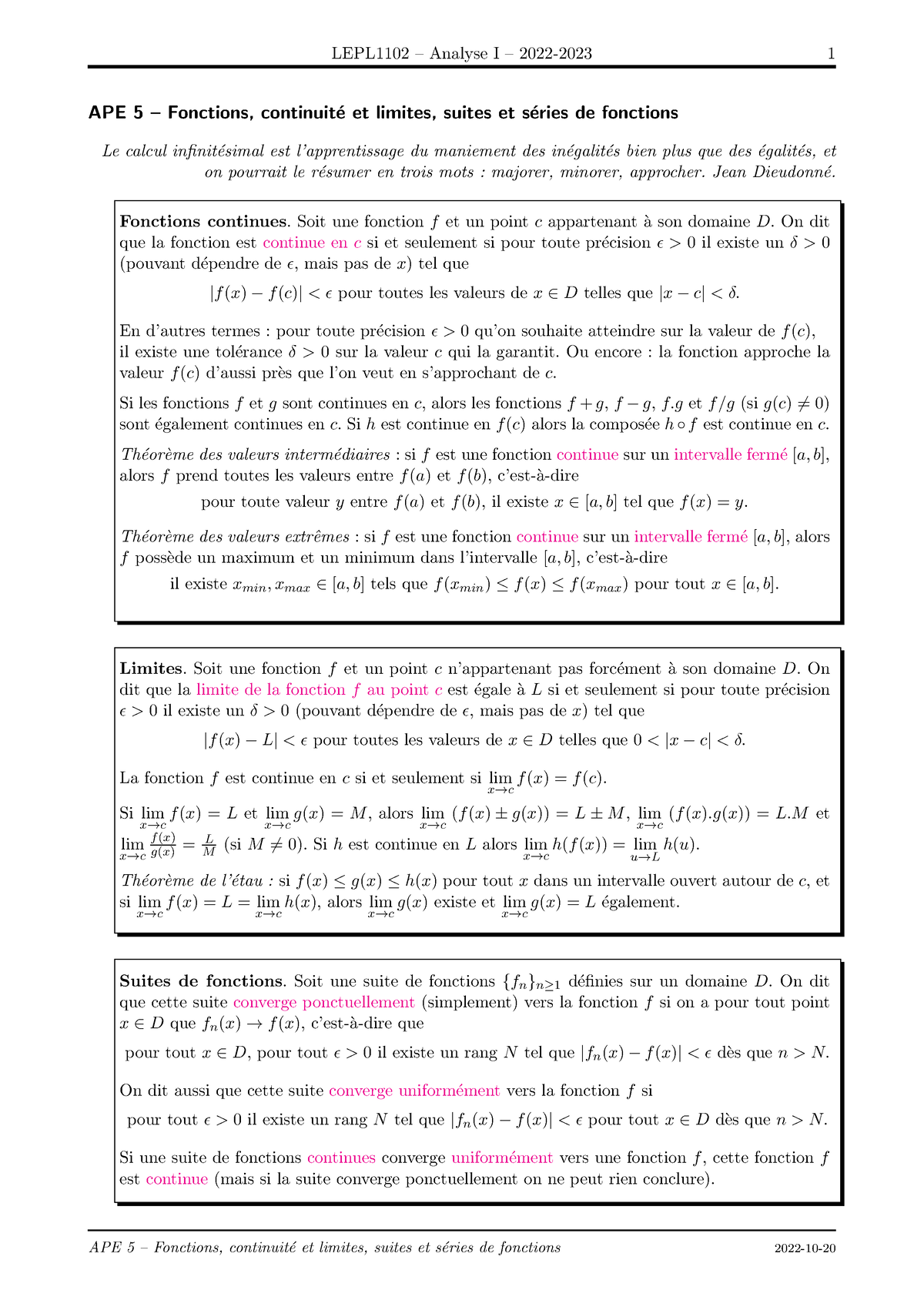 LEPL1102-APE5 - Ape - APE 5 – Fonctions, Continuit ́e Et Limites ...