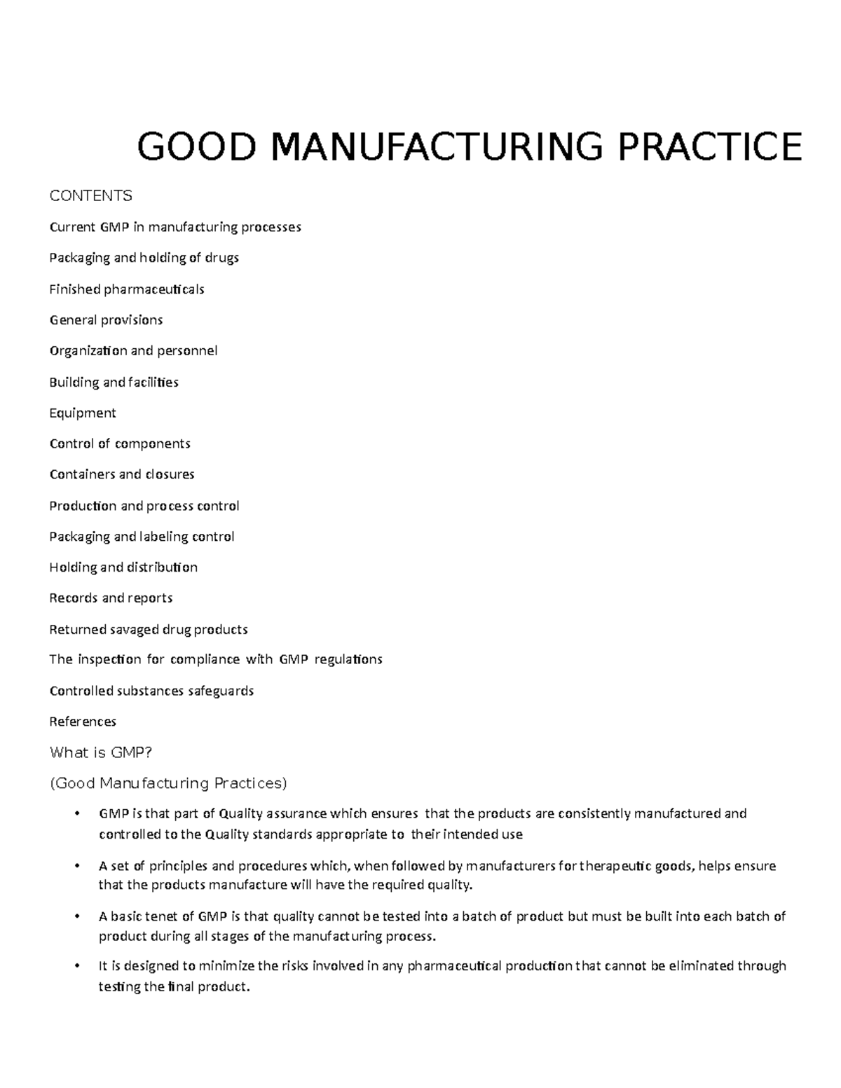 Chapter - 4 GOOD Manufacturing Practice - GOOD MANUFACTURING PRACTICE ...