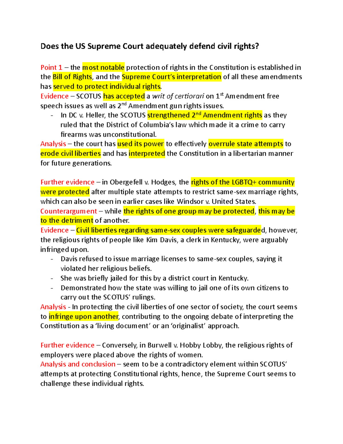 Does the US Supreme Court adequately defend civil rights? - Evidence ...