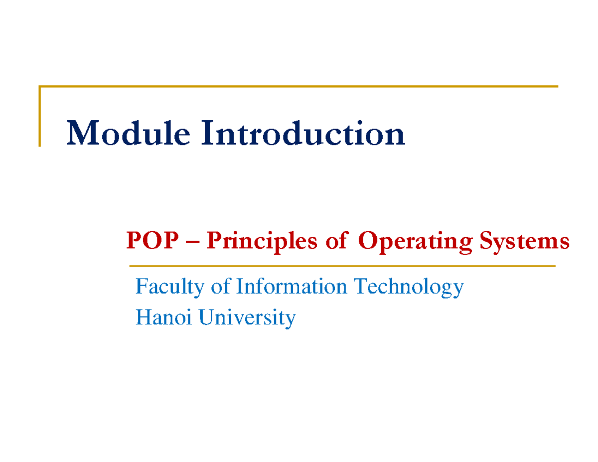 A - Module Introduction - Module Introduction Faculty of Information ...