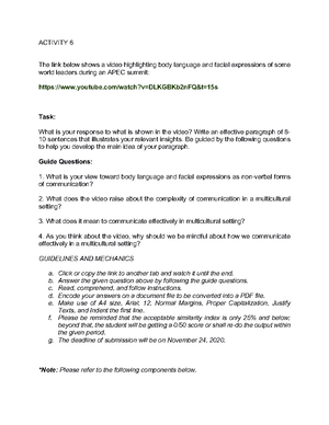 GE 2 Activity 4 - Coursework/Assignments/Materials for assessm,nt and ...