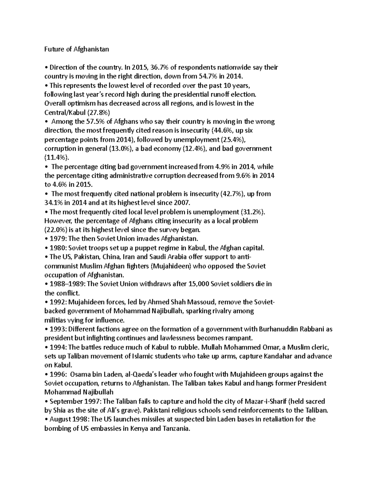 Future of Afghanistan - Sucheta. - Future of Afghanistan Direction of