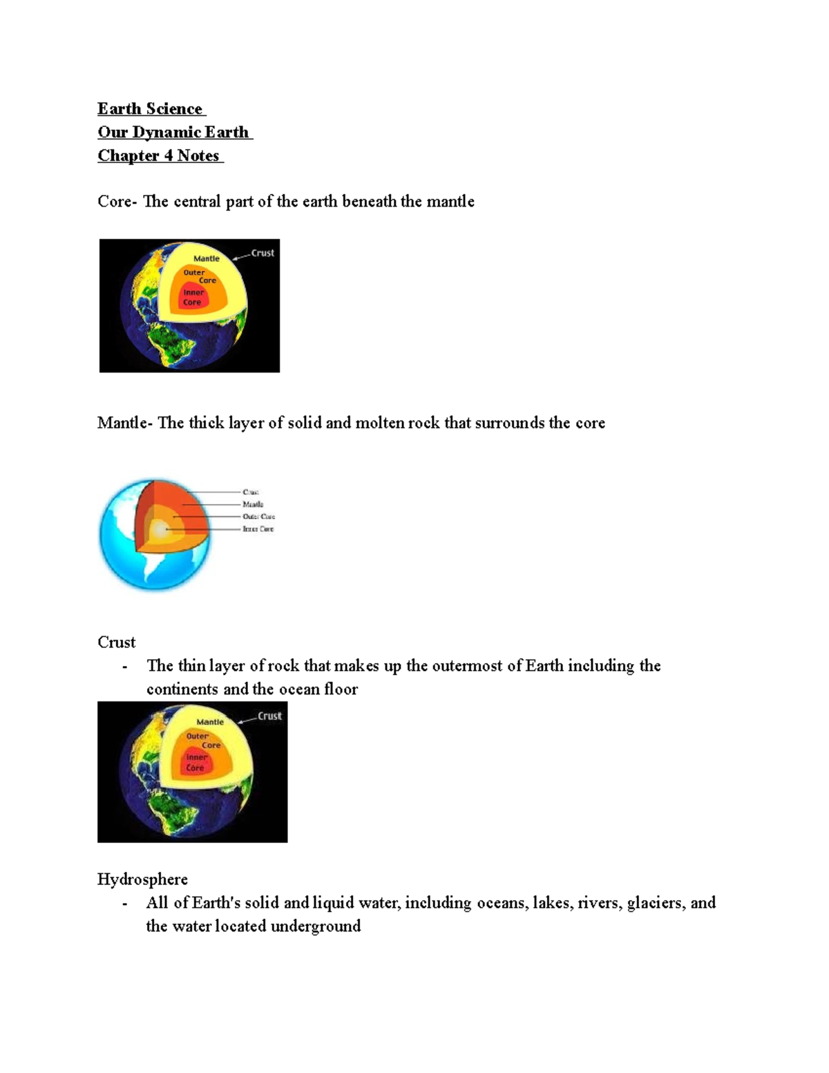 Earth Science Chapter 4 - Earth Science Our Dynamic Earth Chapter 4 ...