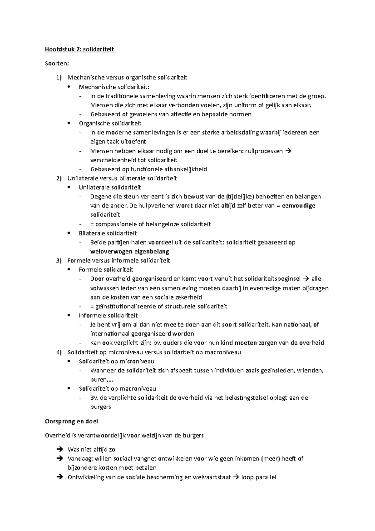 Hoofdstuk 7 solidariteit - Hoofdstuk 7: solidariteit Soorten ...