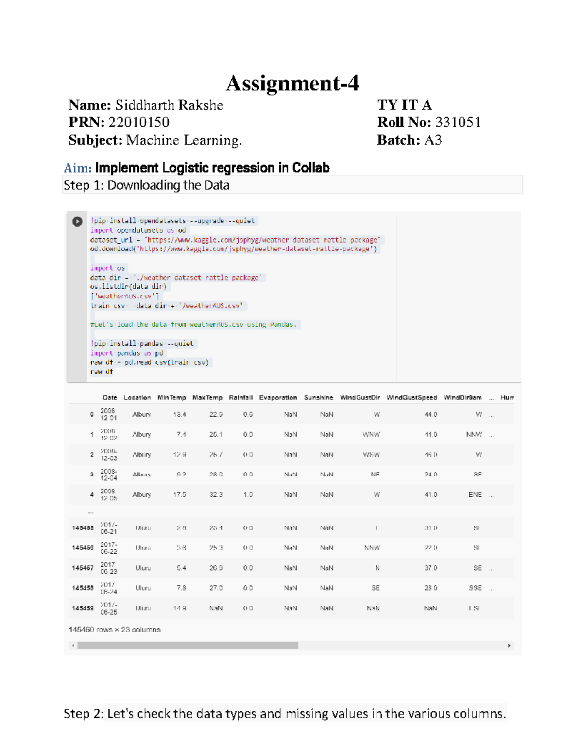 machine learning assignment questions