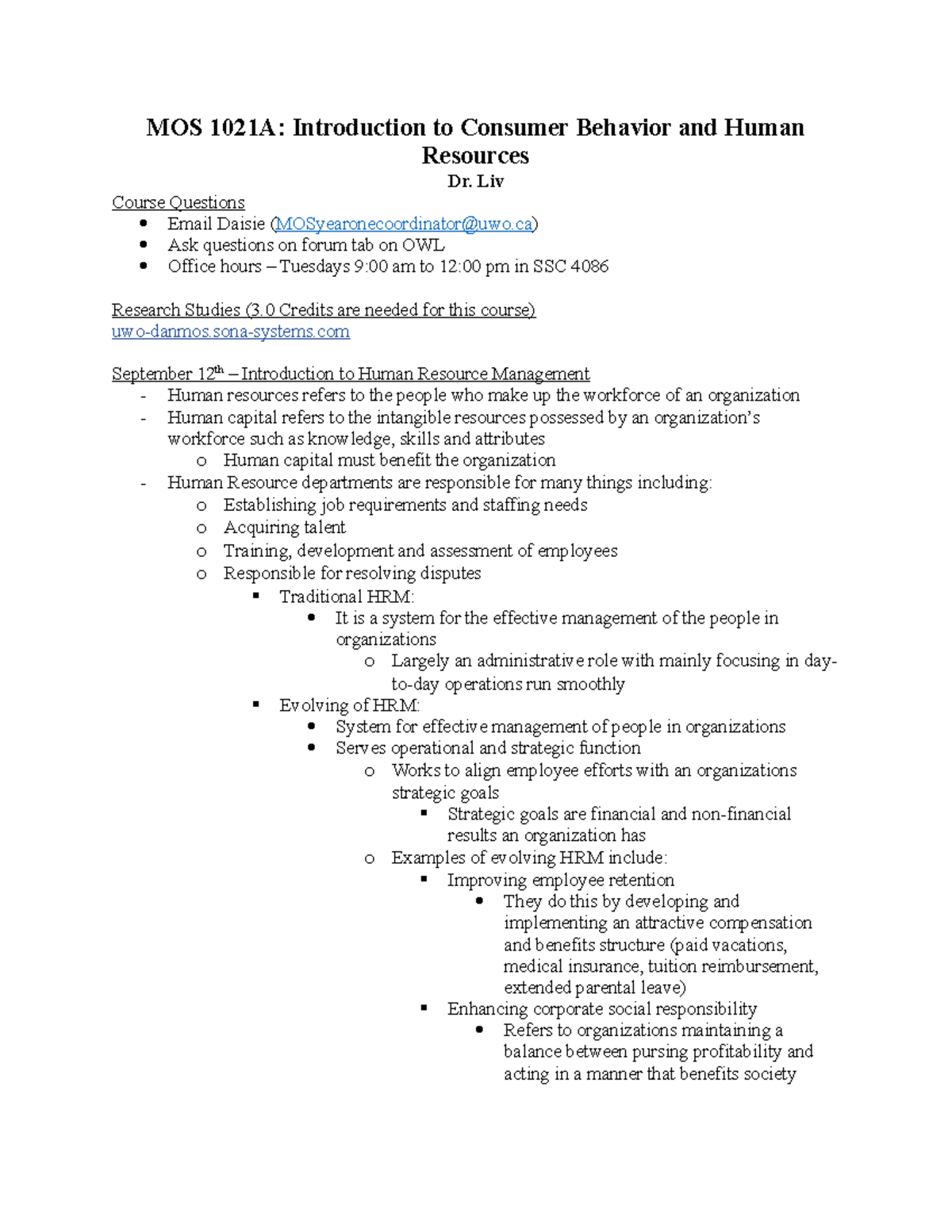 MOS 1021 - Full Course Notes - MOS 1021A: Introduction to Consumer ...
