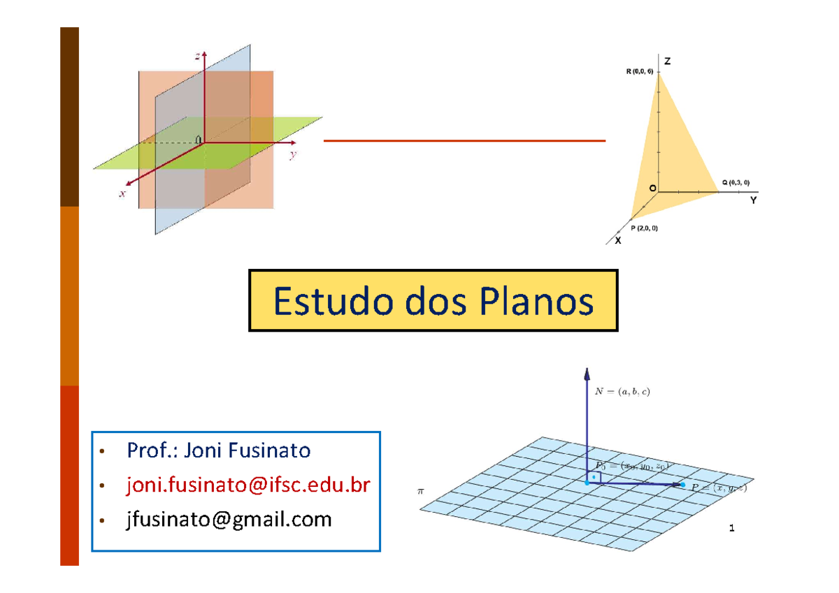 Aula 11 - Estudo dos Planos - Prof.: Joni Fusinato joni@ifsc.edu ...