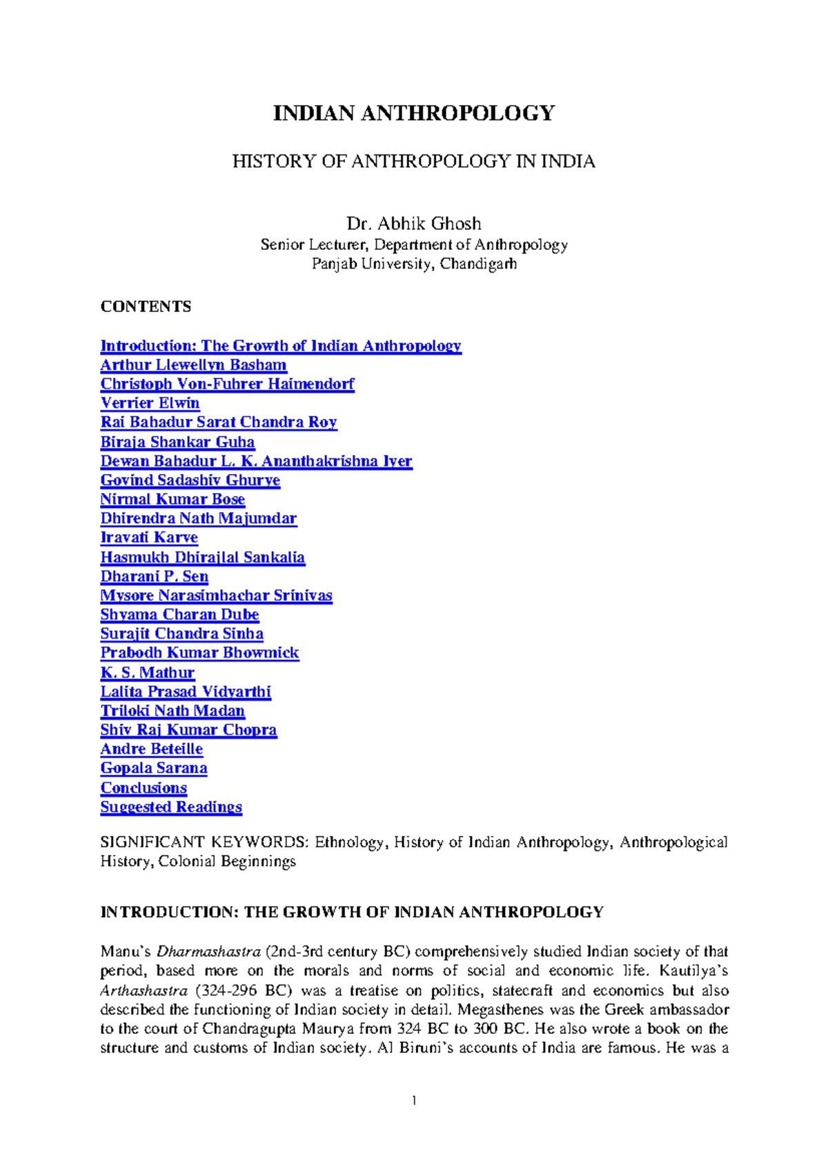 History OF Anthropology IN India by pdf4exams 1 INDIAN ANTHROPOLOGY