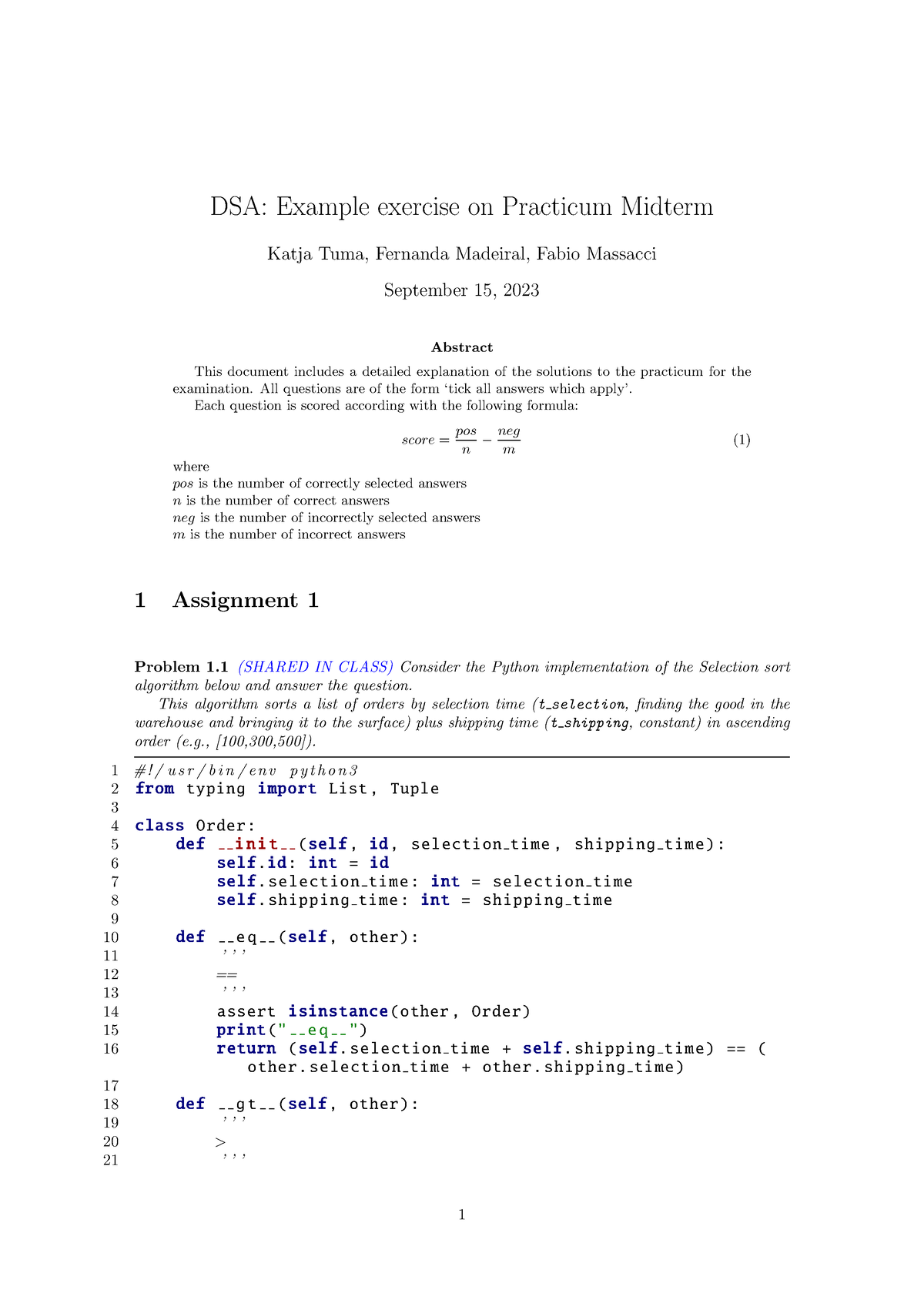 DSA Example-midterm-question - DSA: Example Exercise On Practicum ...