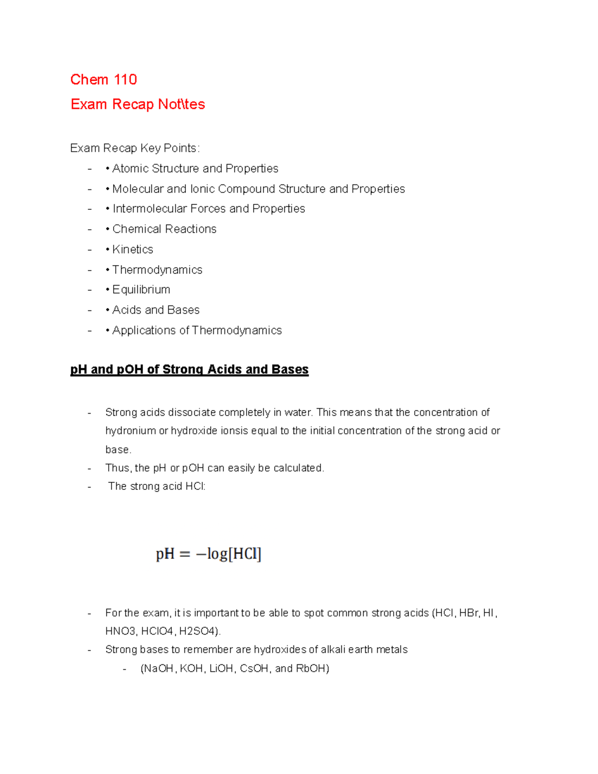 1.48 Chemistry 110 Summary Notes - Google Docs - Chem 110 Exam Recap ...