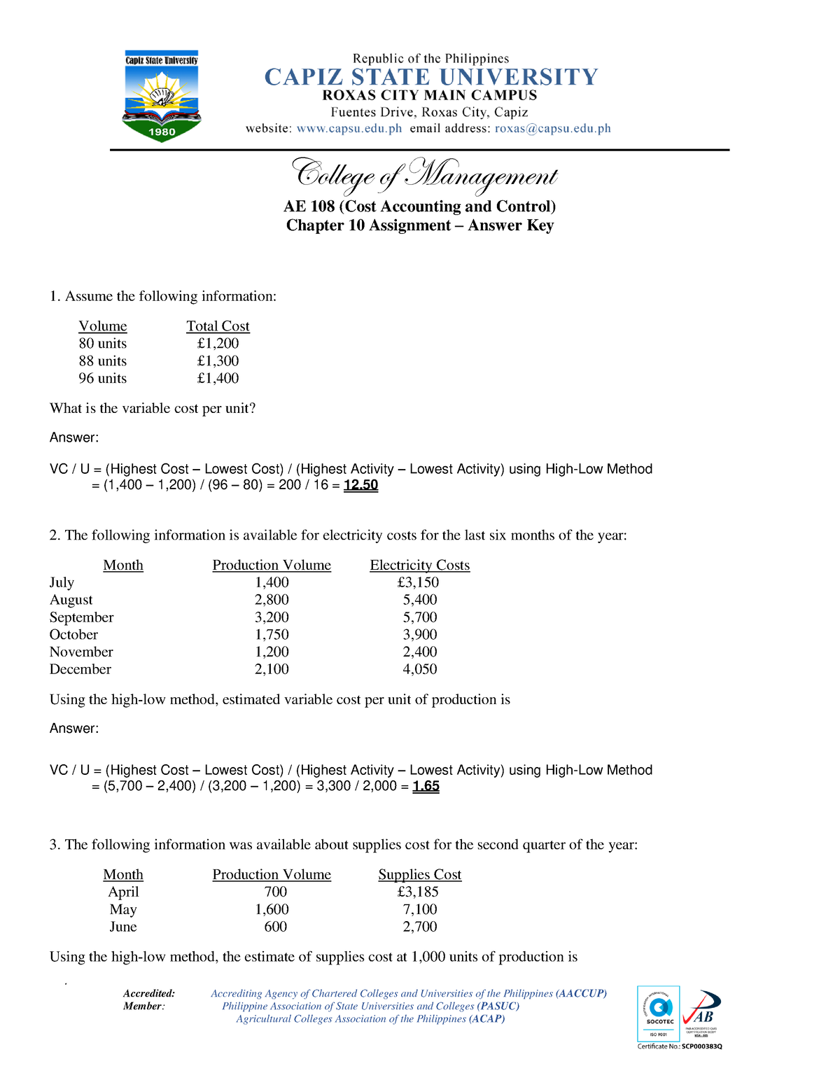 Chapter 10 Assignment Answer Key - . Accredited: Accrediting Agency Of ...