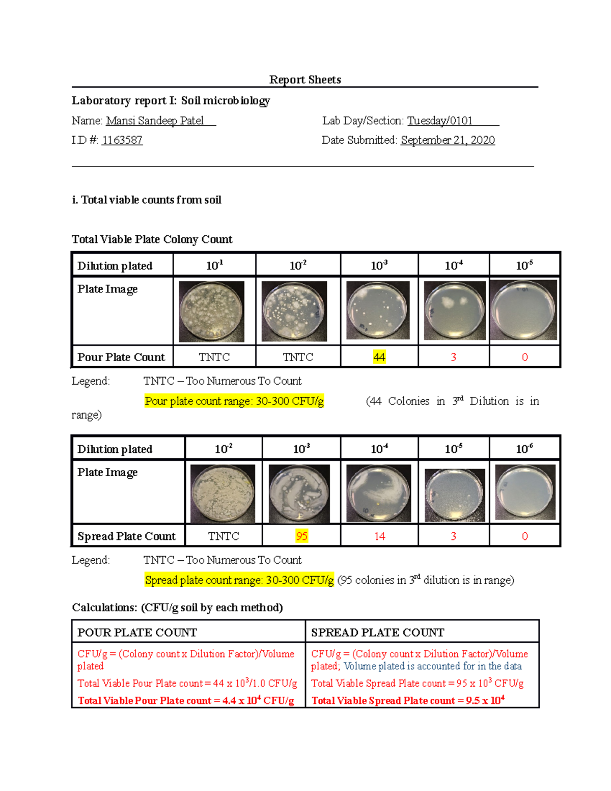 Lab Report 1 Final lab 1 Report Sheets Laboratory report I Soil