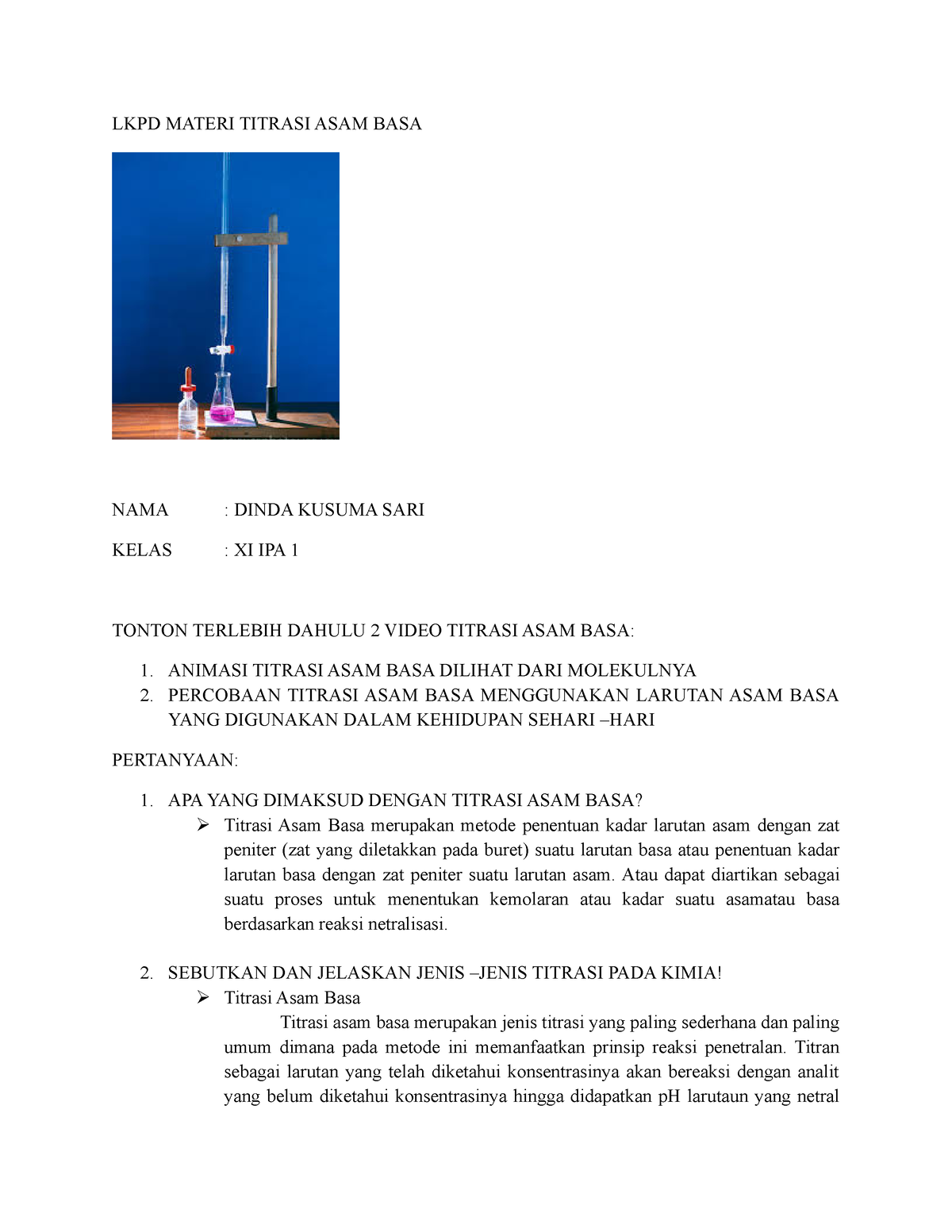 LKPD Titrasi ASAM BASA Dinda - LKPD MATERI TITRASI ASAM BASA NAMA ...