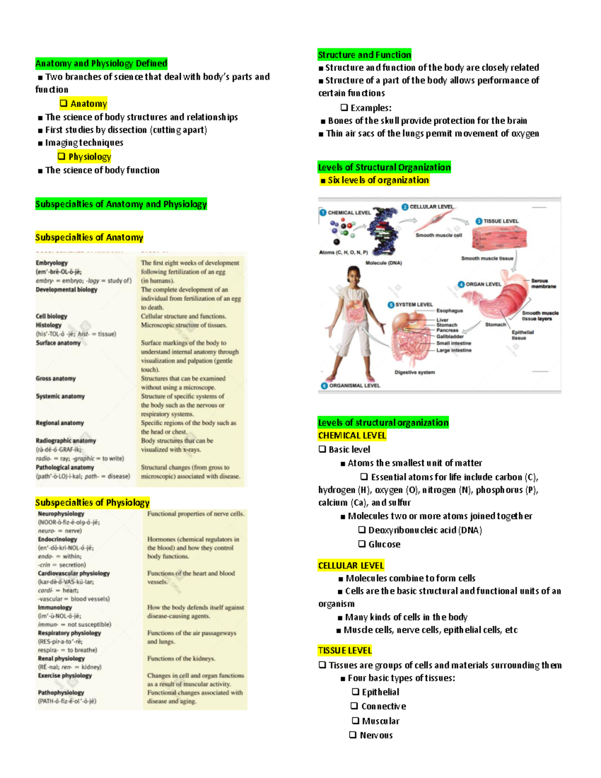 Anaphy lec real - ..... - Anatomy and Physiology Defined Two branches ...