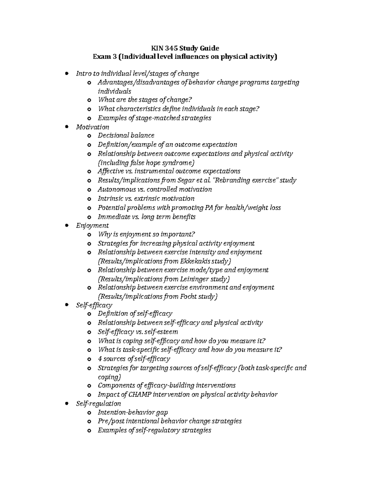 KIN 345 Part 3 Study Guide - KIN 345 Study Guide Exam 3 (Individual ...