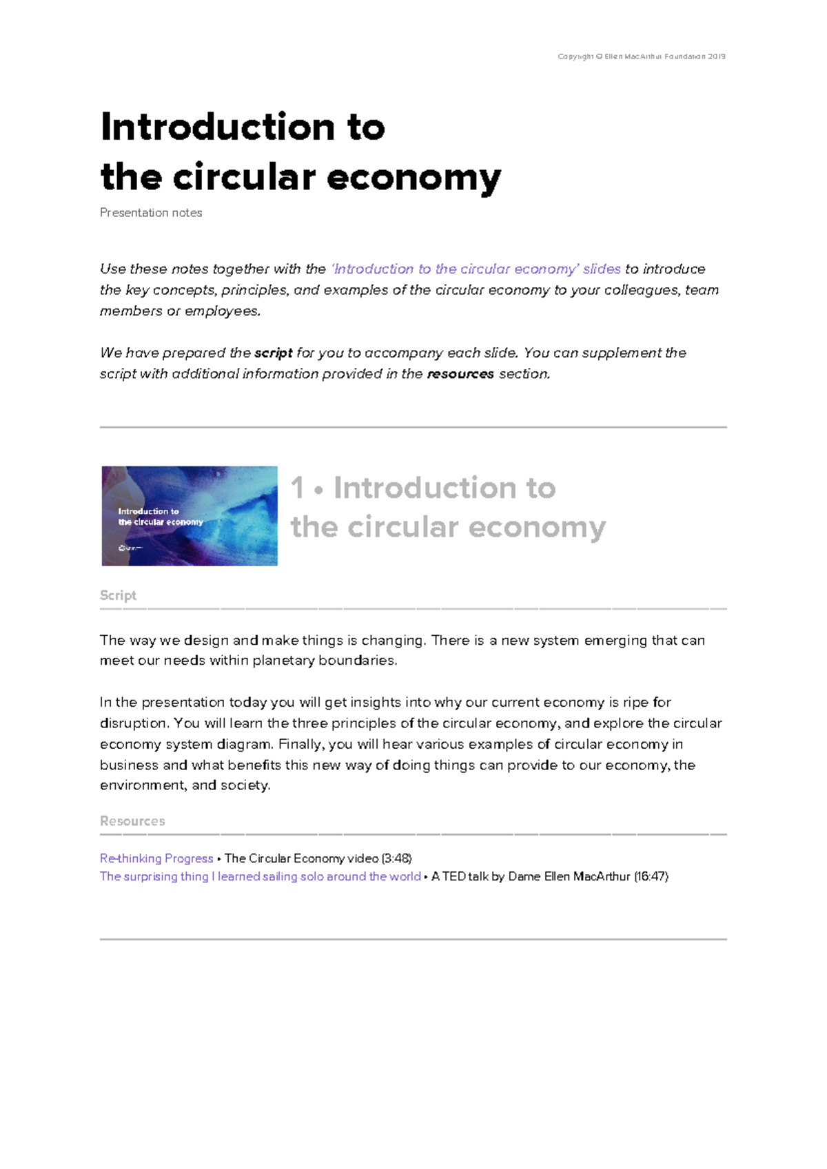 Introduction to the circular economy presentation notes - Copyright ...
