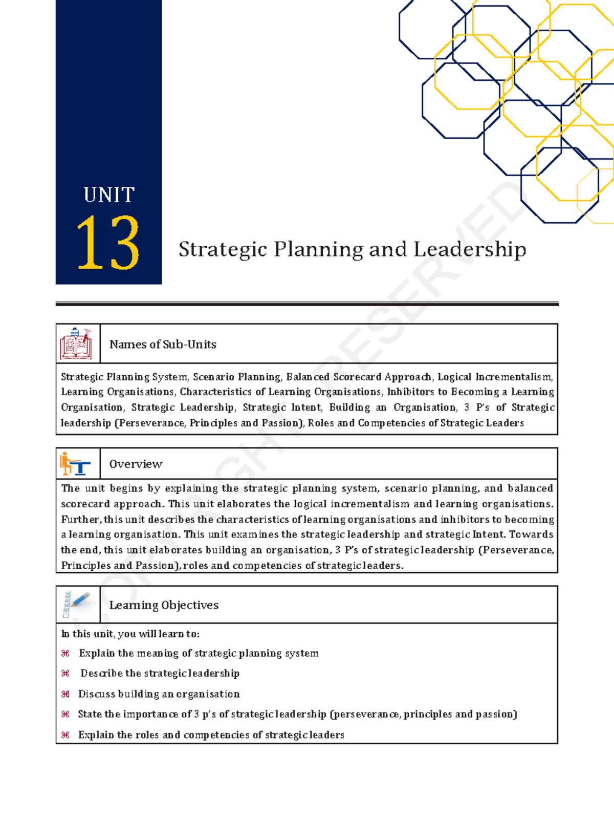 13 - Jain University - Strategic Planning and Leadership Names of Sub ...