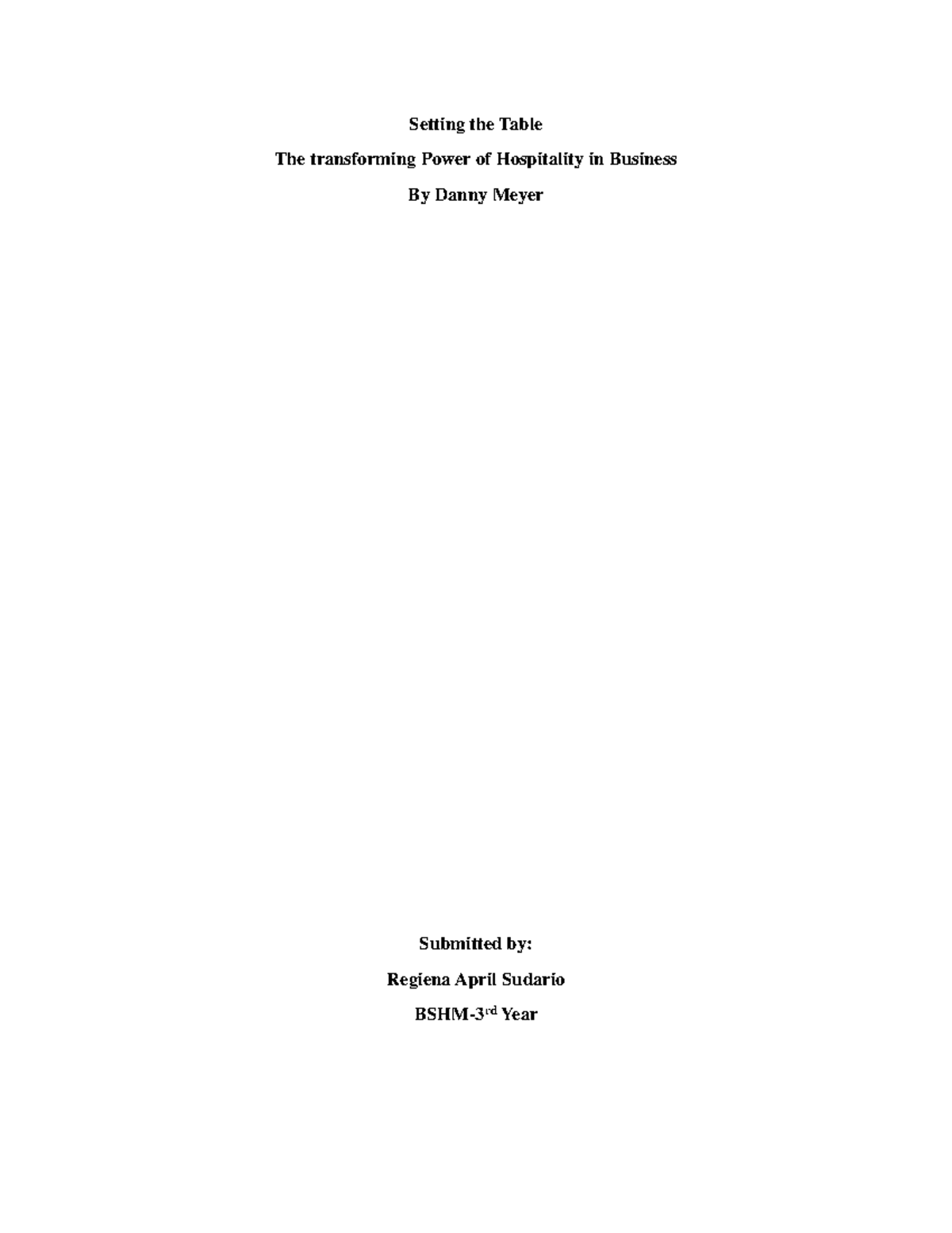 Setting the Table - Setting the Table The transforming Power of ...