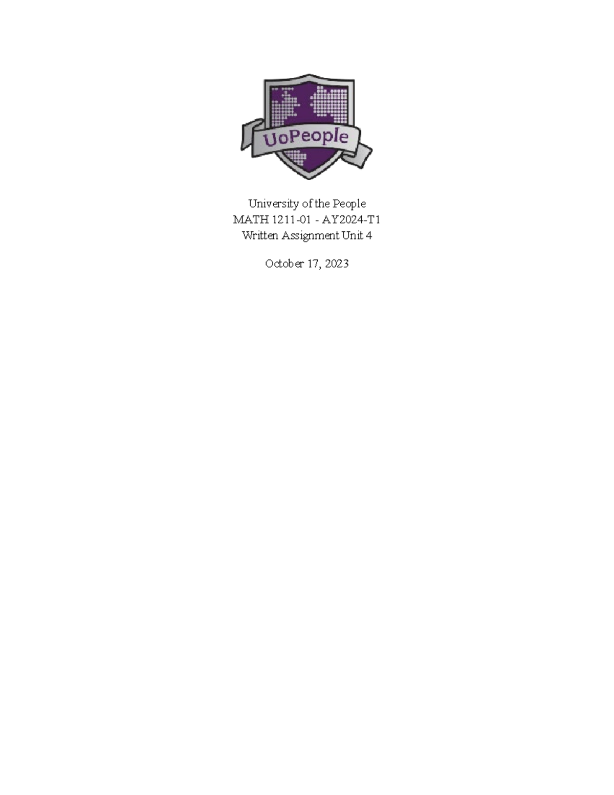 Unit 6 - Math - University of the People MATH 1211-01 - AY2024-T ...