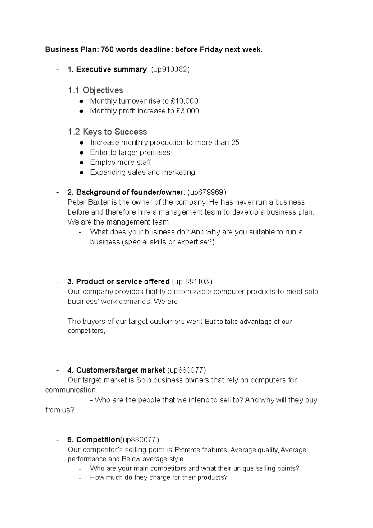 How To Write Business Plan Examples For Students