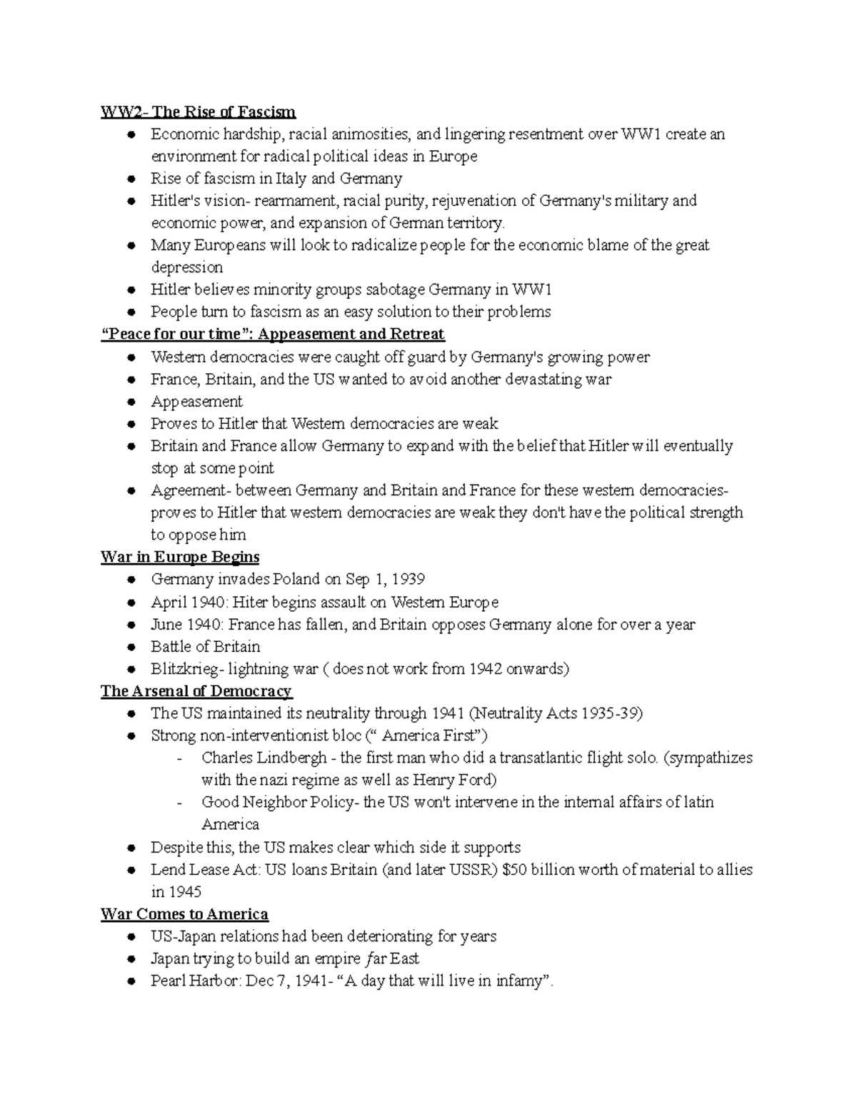 History (post midterm) - WW2- The Rise of Fascism Economic hardship ...