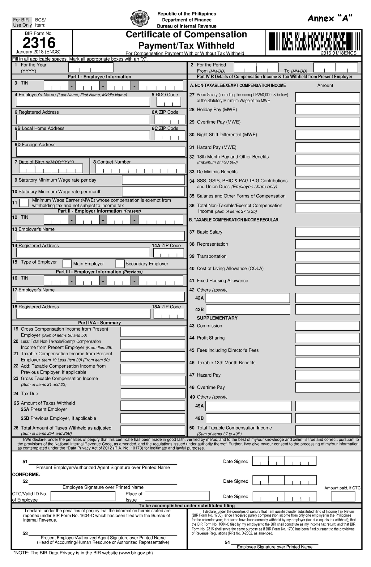 2316 Jan 2018 ENCS Annex A - For Compensation Payment With Or Without ...