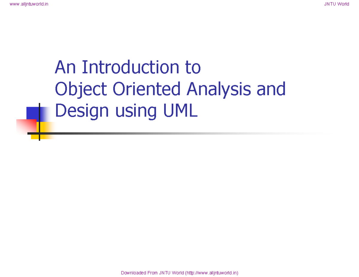 Object Oriented Analysis And Design - - Studocu