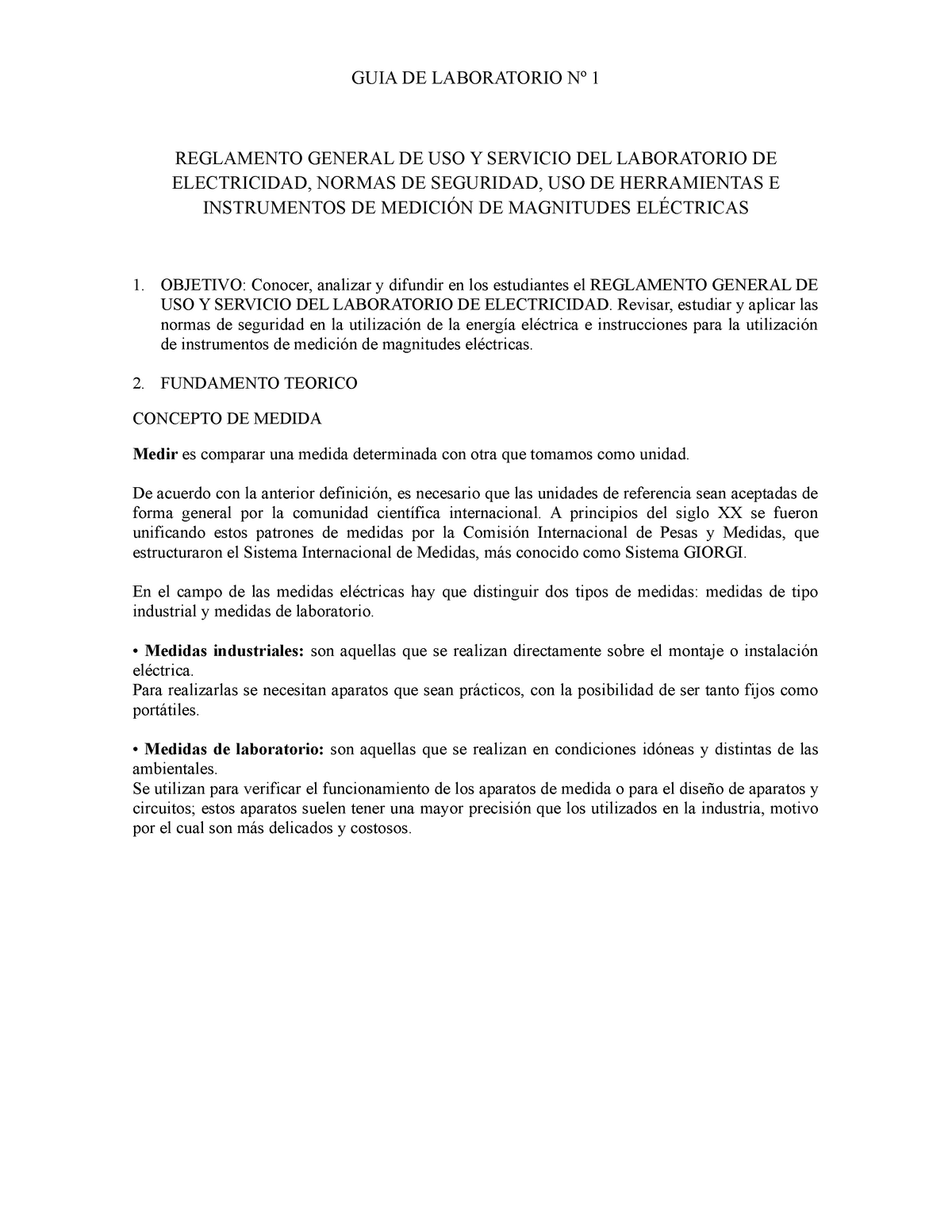 Guia De Laboratorio No 1 Reglamento Gene Guia De Laboratorio Nº 1 Reglamento General De Uso Y