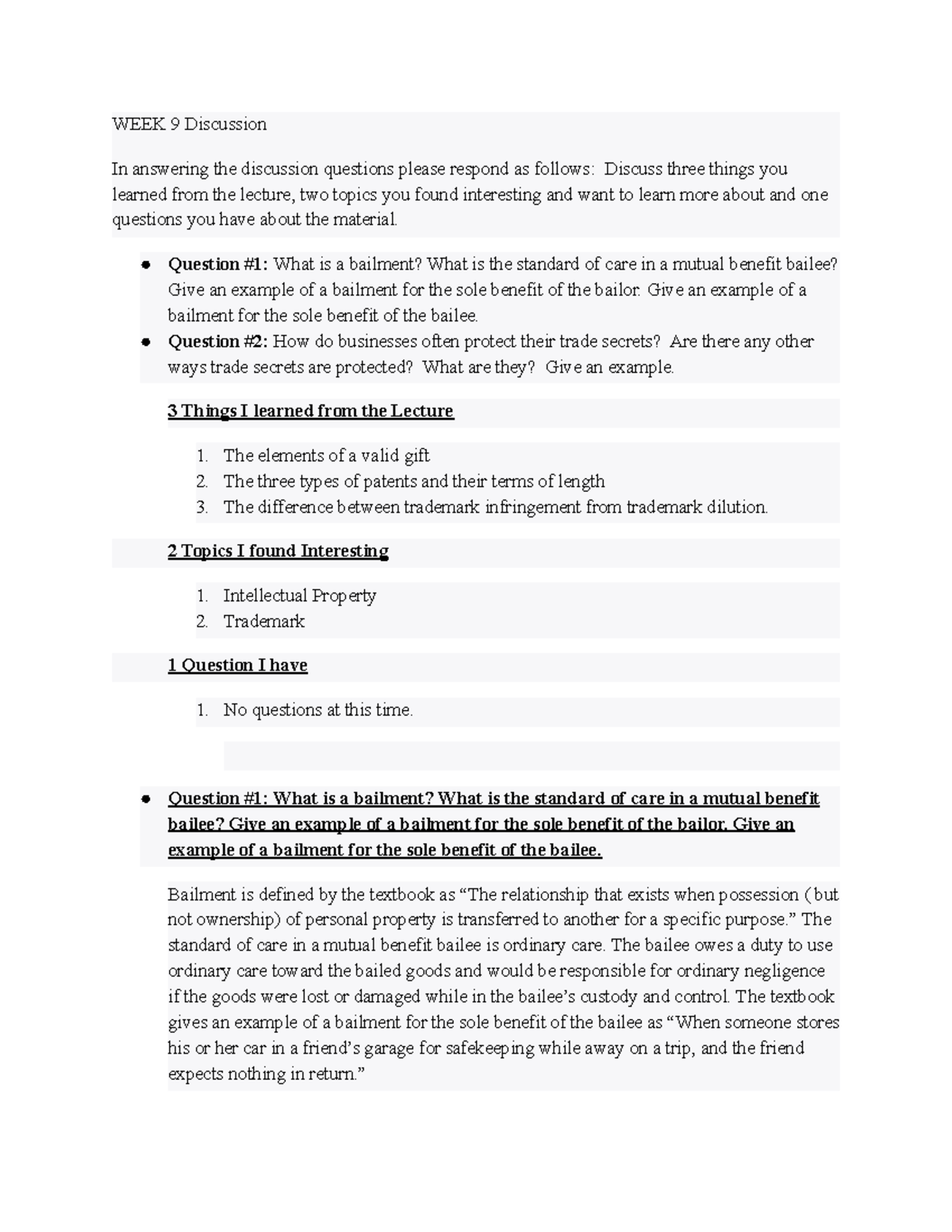 Legal TERM WEEK 9 Discussion WEEK 9 Discussion In answering the