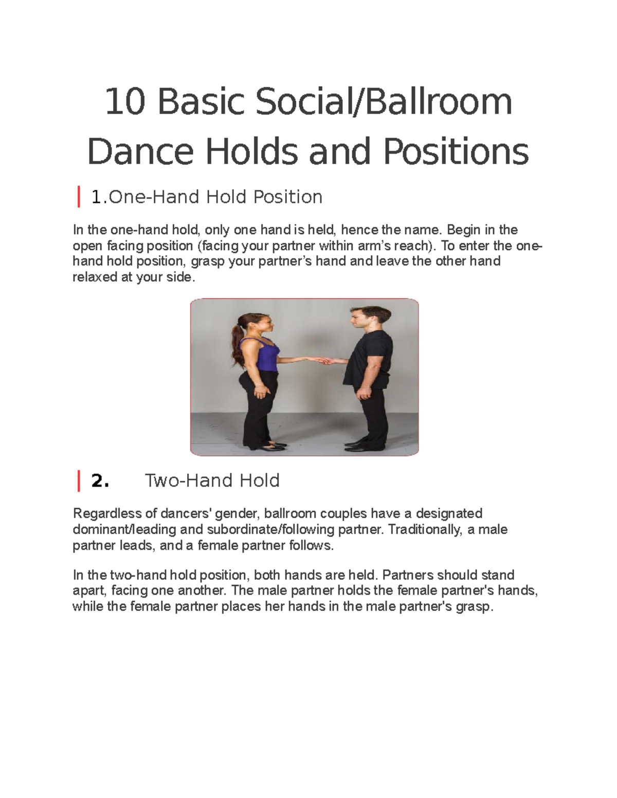 Basic holds and position of social dance and the benefits - 10 Basic ...