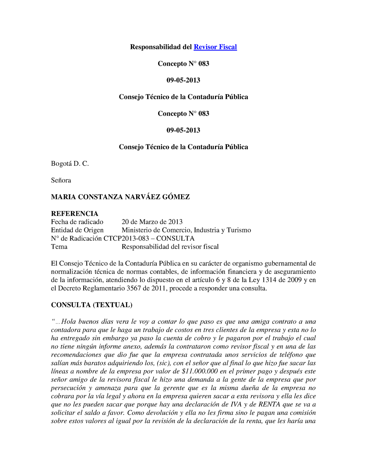 3 Responsabilidad Del Revisor Fiscal Ctc Caso S2 Responsabilidad Del