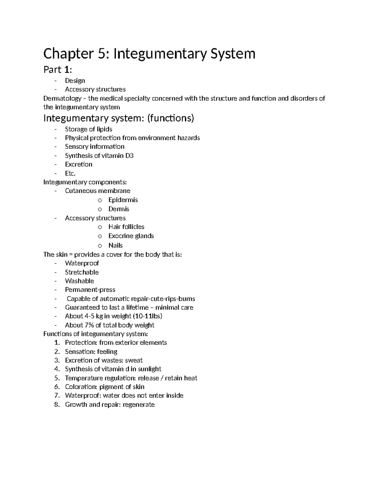 Anatomy And Physiology - Chapter 5: Integumentary System - Chapter 5 ...