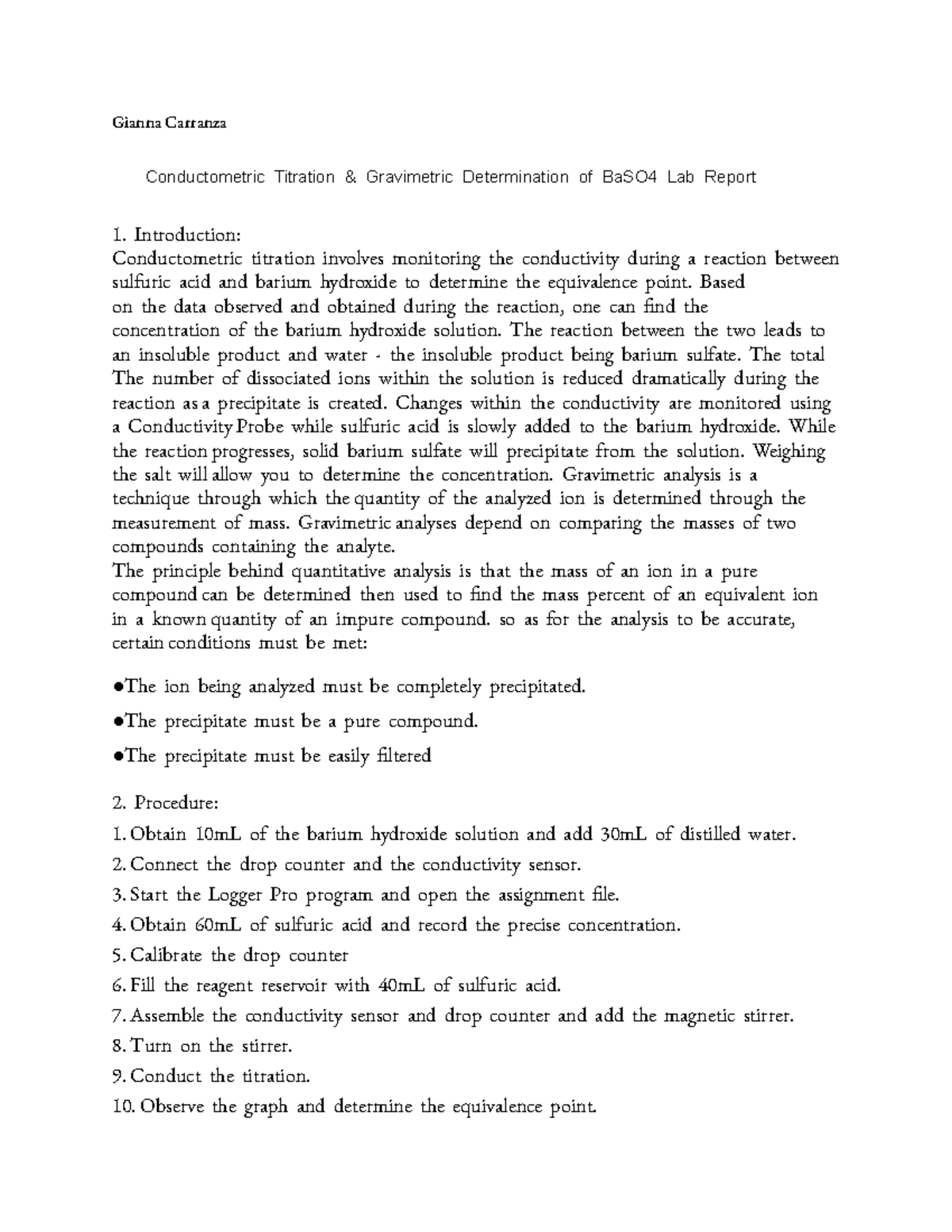 Kami Export Conductometric Titration & Gravimetric Determination of Ba SO4 Lab Report Gianna