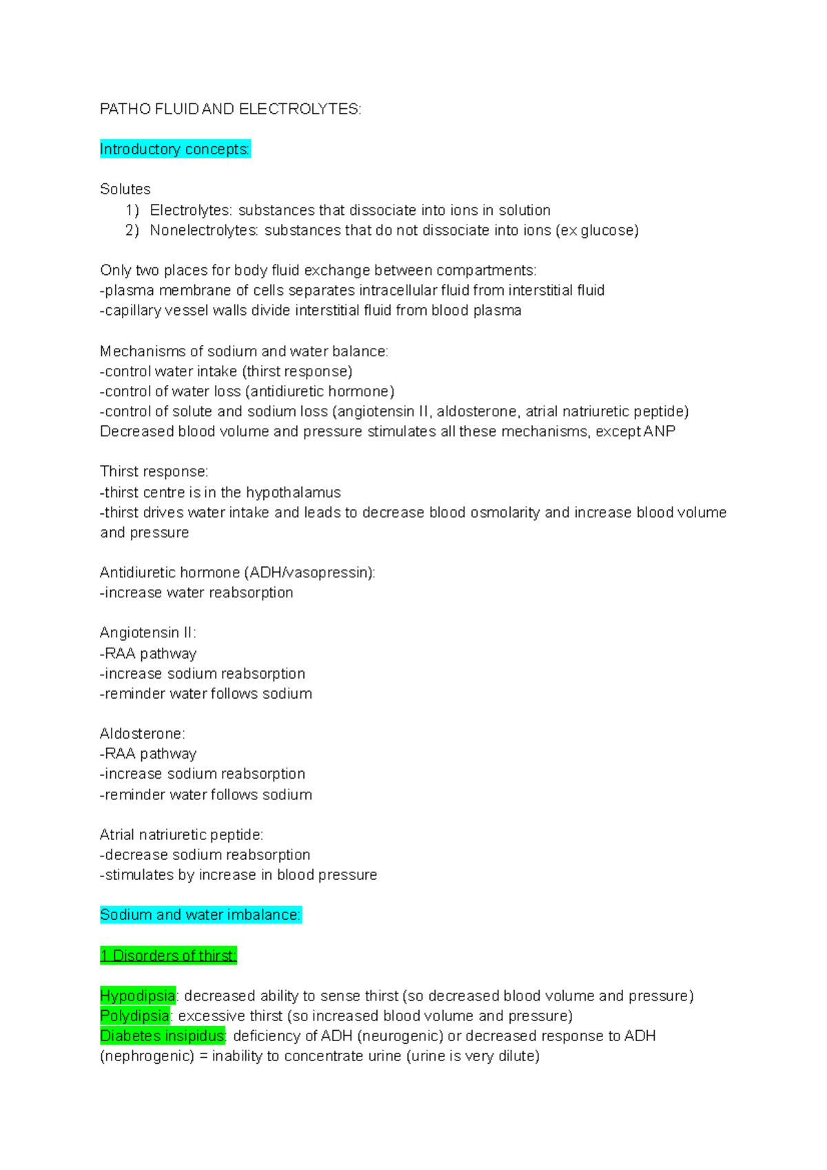 Patho Fluid And Electrolytes - Patho Fluid And Electrolytes 