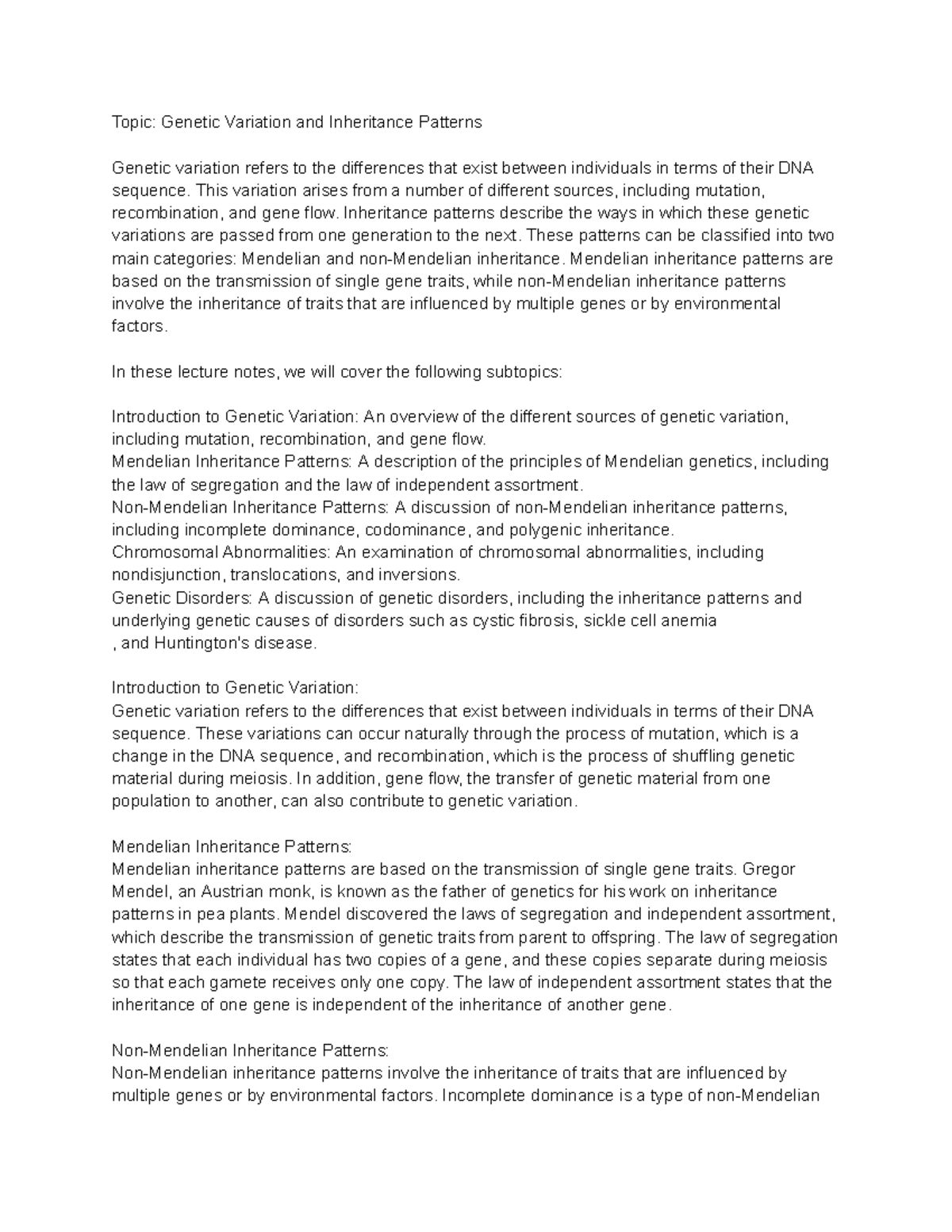 Genetic Variation and Inheritance Patterns - This variation arises from ...