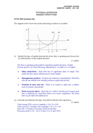 Market Structure Answers - ECONOMICS – ECO TUTORIAL – MARKET STRUCTURE ...