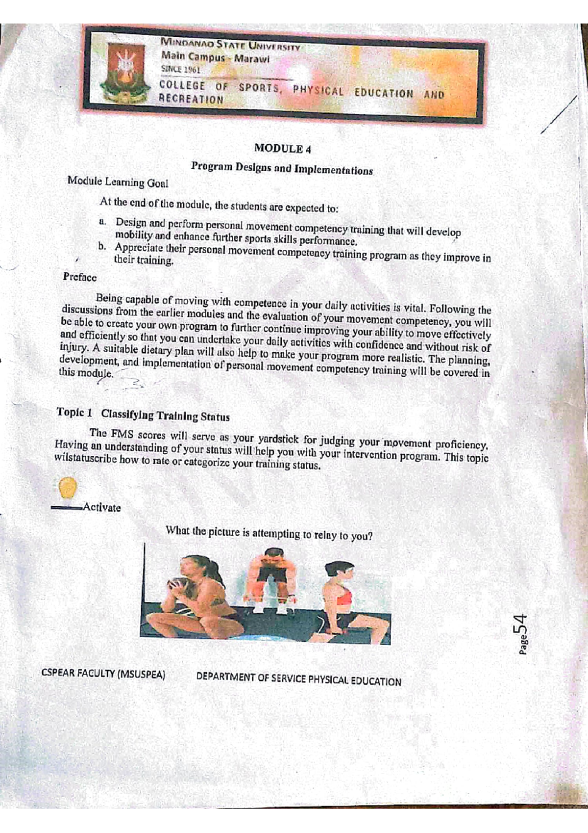 Pathfit- Module-4 - Free to use - BS Forestry - Studocu