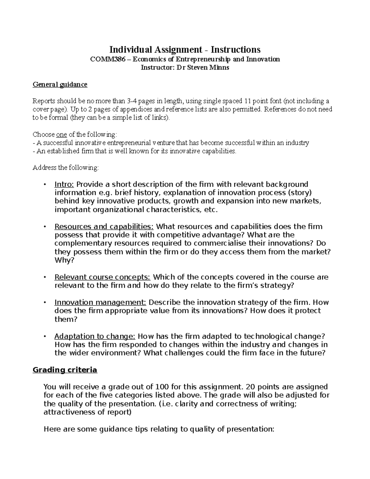 Final Assignment Instructions - Individual Assignment - Instructions ...