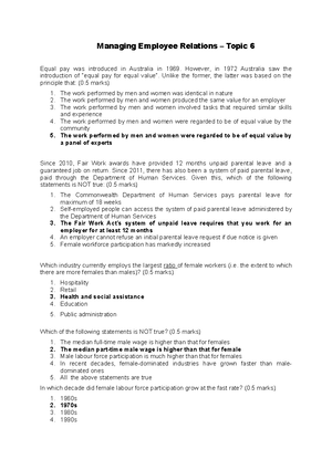Topic 1 - Weekly Activities - Managing Employee Relations – Topic 1 7 ...