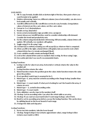 Revision Notes - Finals cheatsheet - Spreadsheet Modeling & Analytics ...