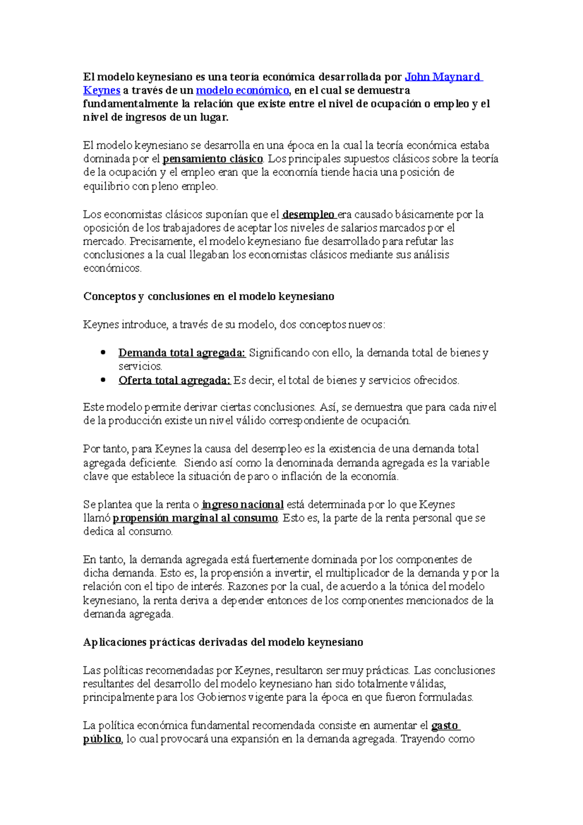 El Modelo Keynesiano Es Una Teoría Económica Desarrollada Por - El ...