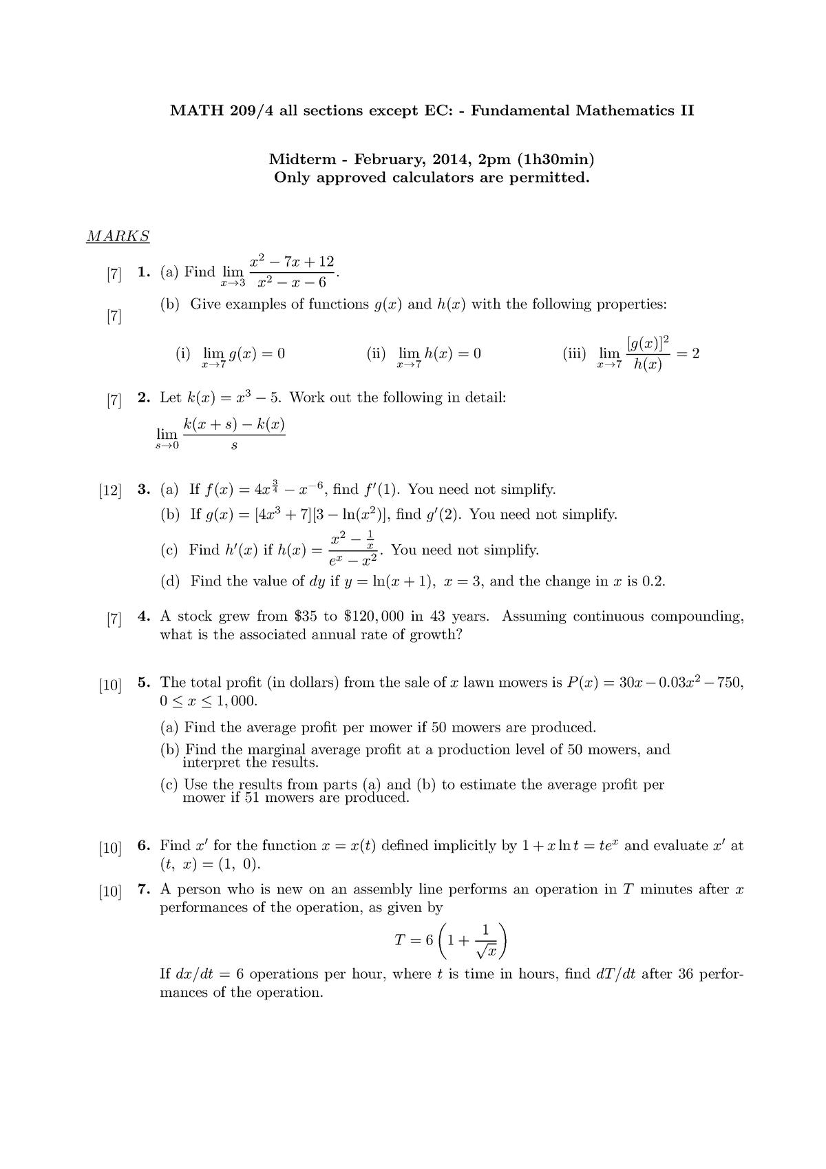 Math 209 Sample Midterm 3 - MATH 209/4 all sections except EC ...