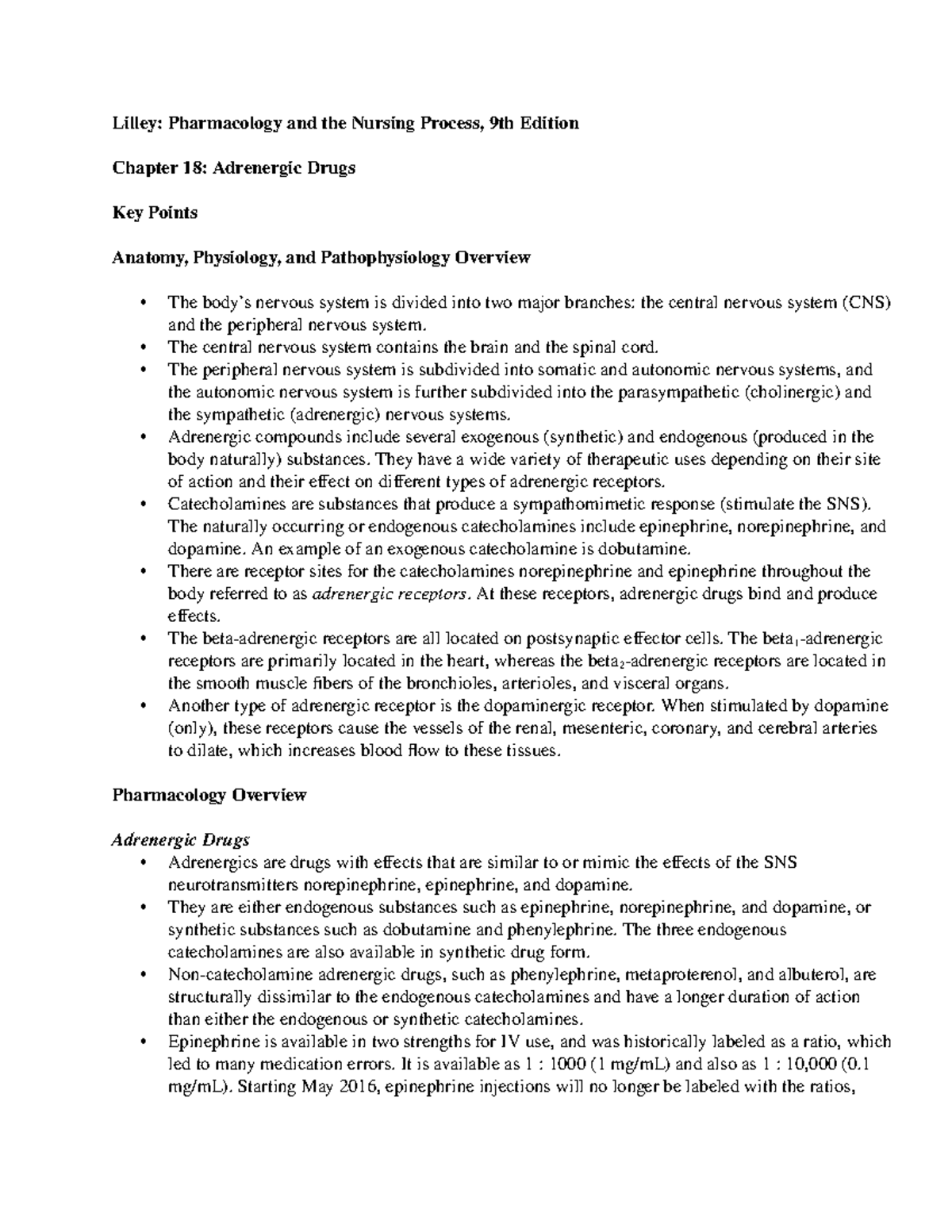 Chapter 18 - Lilley: Pharmacology And The Nursing Process, 9th Edition ...