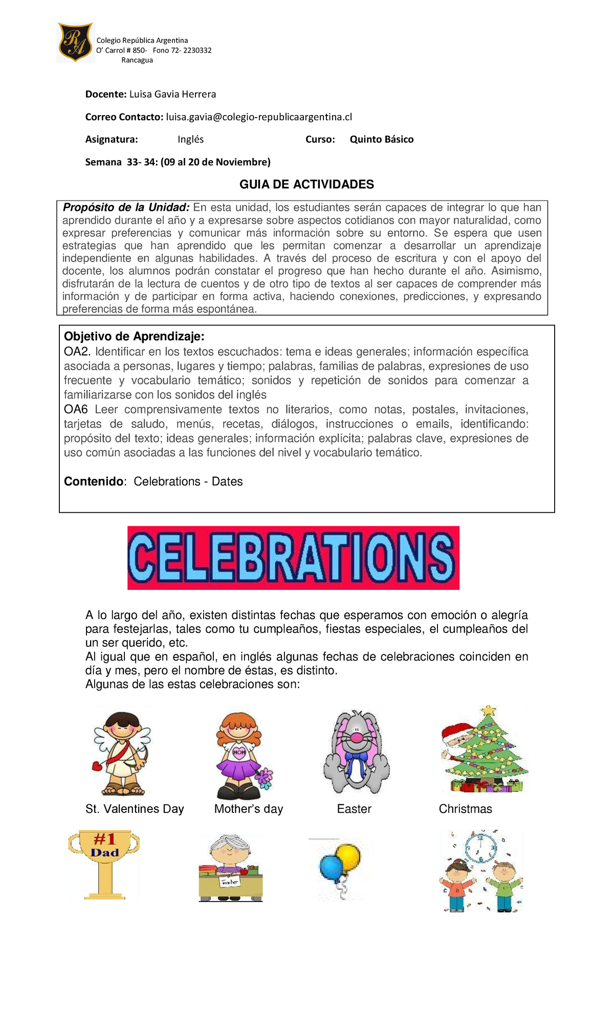 GUIA Ingles 5 S33 - Inglés - O' Carrol # 850- Fono 72- 2230332 Rancagua ...