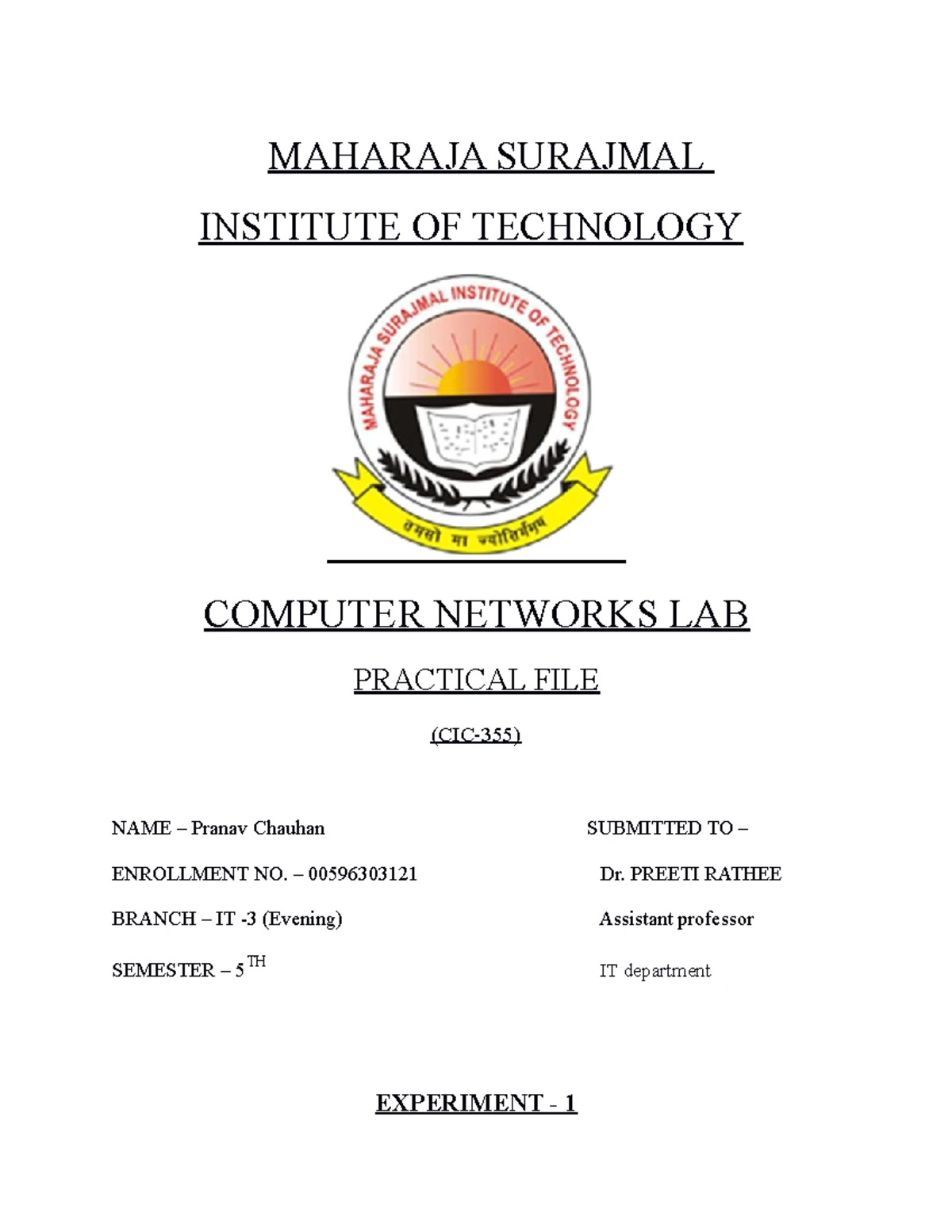 PSLP Lab file - pslp lab file - Experiment No. – 1 Aim - Introduction ...