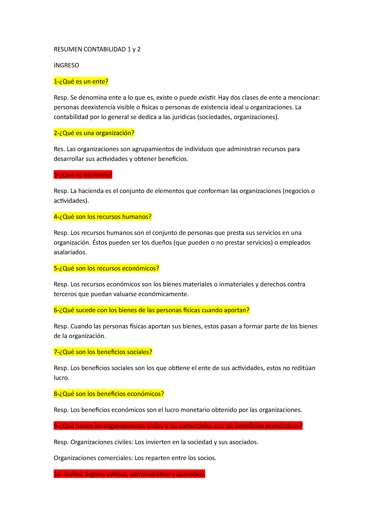 Resumen Contabilidad Basica Unlam Resumen Contabilidad 1 Y 2 Ingreso 1 ¿qué Es Un Ente Resp 9700