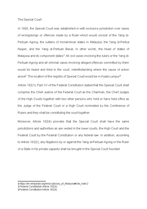 The Special Court All Civil Cases Involving The Rulers Or The Yang Di Pertuan Agong And All Studocu
