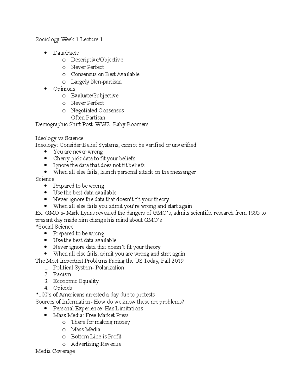 Sociology Lecture 1 and 2 w Podcast - Sociology Week 1 Lecture 1 Data ...