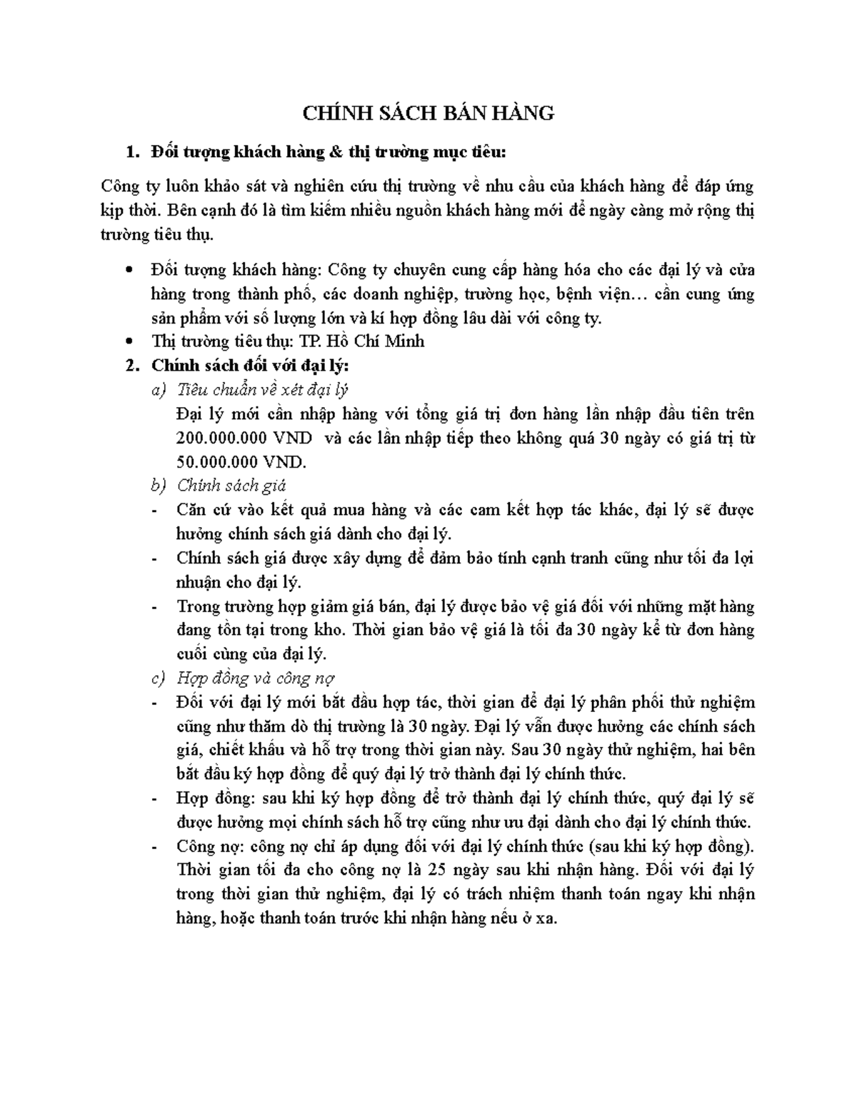 Chinh SACH BAN HANG - fgbdfbg - CHÍNH SÁCH BÁN HÀNG Đối tượng khách ...